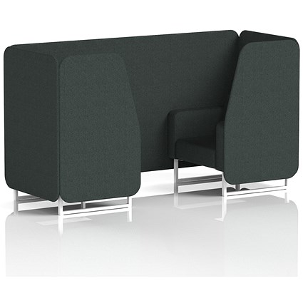 Brixworth 2 Seater Booth, White Legs, Rivet Fabric, Charcoal Panels And Sofa