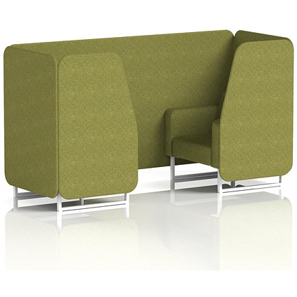 Brixworth 2 Seater Booth, White Legs, Rivet Fabric, Olive Panels And Sofa