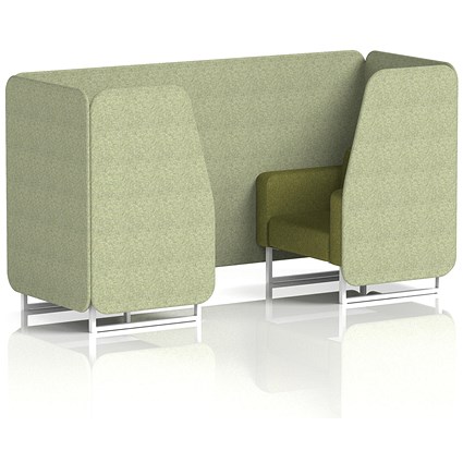 Brixworth 2 Seater Booth, White Legs, Rivet Fabric, Burnish Panels And Olive Sofa