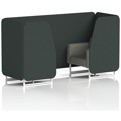 Brixworth 2 Seater Booth, White Legs, Rivet Fabric, Charcoal Panels And Vitreous Sofa Brixworth 2 Seater Booth, White Legs, Rivet Fabric, Charcoal Panels And Vitreous Sofa