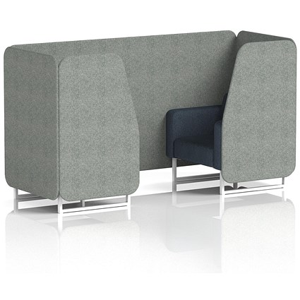 Brixworth 2 Seater Booth, White Legs, Rivet Fabric, Prime Panels And Crucible Sofa