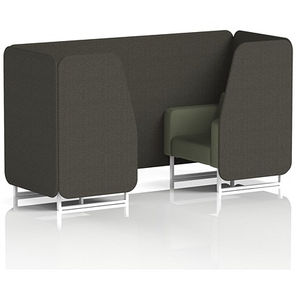 Brixworth 2 Seater Booth, White Legs, Main Line Flax Fabric, Temple Panels And Monument Sofa