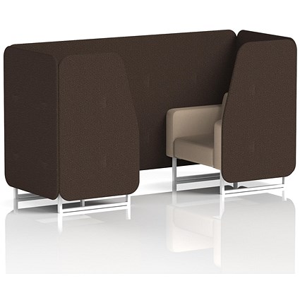 Brixworth 2 Seater Booth, White Legs, Synergy Fabric, Wed Panels And Affix Sofa