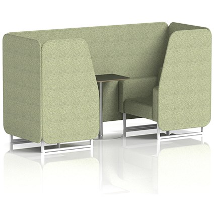 Brixworth 2 Seater Booth with Table, White Legs, Black/Silver Table, Rivet Fabric, Burnish Panels And Sofa