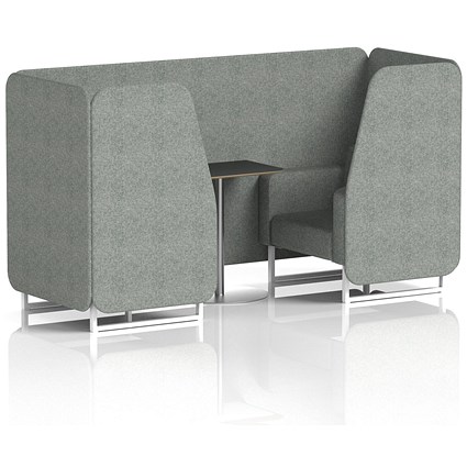 Brixworth 2 Seater Booth with Table, White Legs, Black/Silver Table, Rivet Fabric, Prime Panels And Sofa
