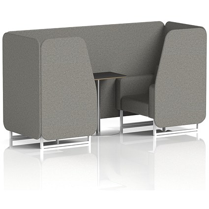 Brixworth 2 Seater Booth with Table, White Legs, Black/Silver Table, X2 Fabric, Number Panels And Sofa