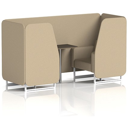 Brixworth 2 Seater Booth with Table, White Legs, Black/Silver Table, Main Line Flax Fabric, Upminster Panels And Sofa