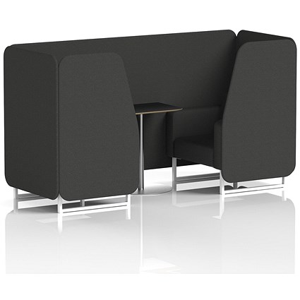 Brixworth 2 Seater Booth with Table, White Legs, Black/Silver Table, Synergy Fabric, Mix Panels And Sofa