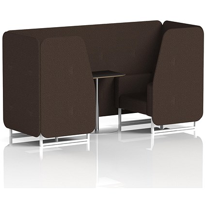 Brixworth 2 Seater Booth with Table, White Legs, Black/Silver Table, Synergy Fabric, Wed Panels And Sofa