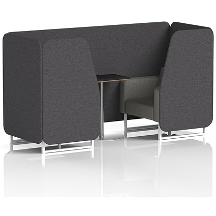 Brixworth 2 Seater Booth with Table, White Legs, Black/Silver Table, X2 Fabric, Arithmetic Panels And Number Sofa