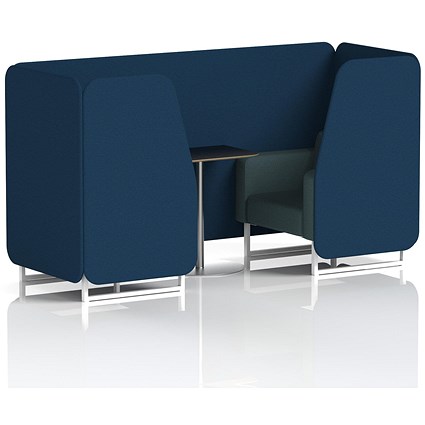 Brixworth 2 Seater Booth with Table, White Legs, Black/Silver Table, X2 Fabric, Calculus Panels And Polygon Sofa