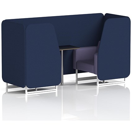 Brixworth 2 Seater Booth with Table, White Legs, Black/Silver Table, Synergy Fabric, Alike Panels And Order Sofa