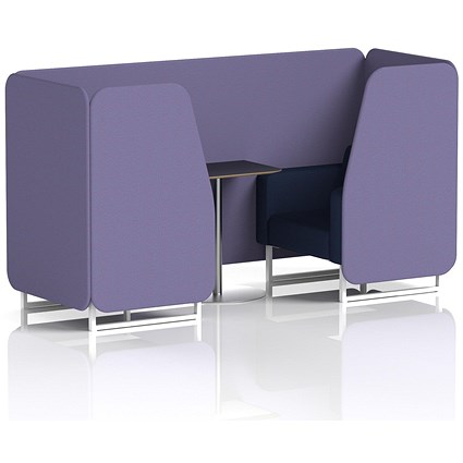 Brixworth 2 Seater Booth with Table, White Legs, Black/Silver Table, Synergy Fabric, Order Panels And Alike Sofa