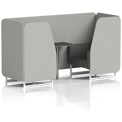 Brixworth 2 Seater Booth with Table, White Legs, Black/Silver Table, Sumi Fabric, Tokyo Panels And Kobe Sofa