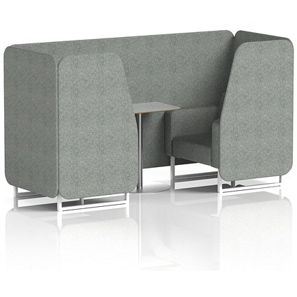 Brixworth 2 Seater Booth with Table, White Legs, Grey/Silver Table, Rivet Fabric, Prime Panels And Sofa