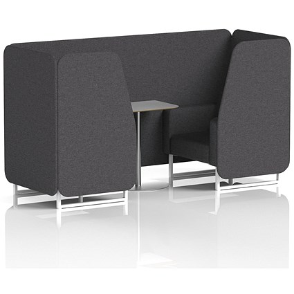 Brixworth 2 Seater Booth with Table, White Legs, Grey/Silver Table, X2 Fabric, Arithmetic Panels And Sofa