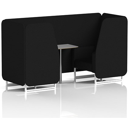 Brixworth 2 Seater Booth with Table, White Legs, Grey/Silver Table, X2 Fabric, Diameter Panels And Sofa