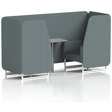 Brixworth 2 Seater Booth with Table, White Legs, Grey/Silver Table, Main Line Flax Fabric, Westminster Panels And Sofa