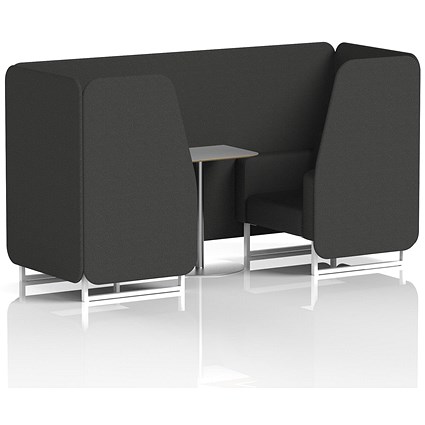 Brixworth 2 Seater Booth with Table, White Legs, Grey/Silver Table, Synergy Fabric, Mix Panels And Sofa