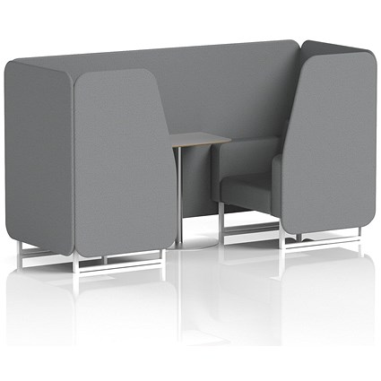 Brixworth 2 Seater Booth with Table, White Legs, Grey/Silver Table, Synergy Fabric, Partner Panels And Sofa