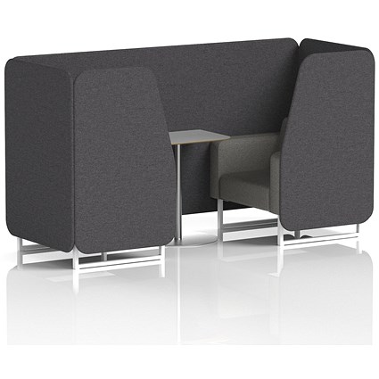 Brixworth 2 Seater Booth with Table, White Legs, Grey/Silver Table, X2 Fabric, Arithmetic Panels And Number Sofa
