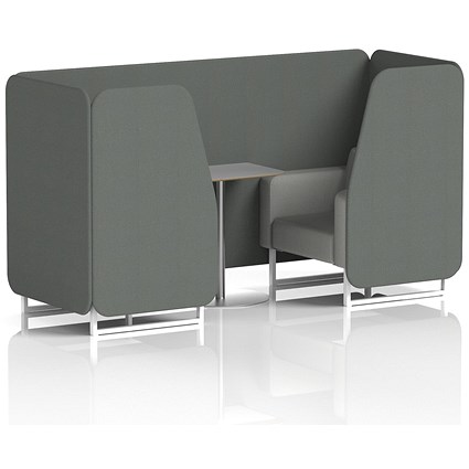 Brixworth 2 Seater Booth with Table, White Legs, Grey/Silver Table, Sumi Fabric, Kobe Panels And Tokyo Sofa