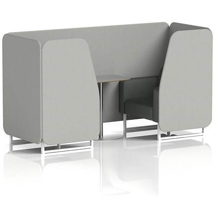 Brixworth 2 Seater Booth with Table, White Legs, Grey/Silver Table, Sumi Fabric, Tokyo Panels And Kobe Sofa