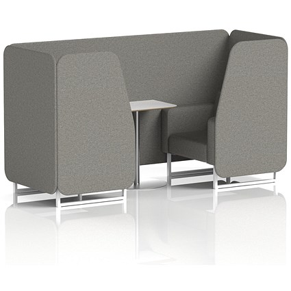 Brixworth 2 Seater Booth with Table, White Legs, White/Silver Table, X2 Fabric, Number Panels And Sofa