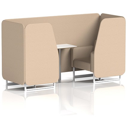 Brixworth 2 Seater Booth with Table, White Legs, White/Silver Table, Synergy Fabric, Affix Panels And Sofa