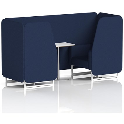 Brixworth 2 Seater Booth with Table, White Legs, White/Silver Table, Synergy Fabric, Alike Panels And Sofa