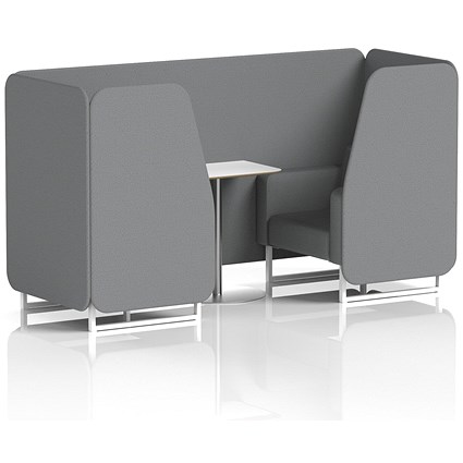 Brixworth 2 Seater Booth with Table, White Legs, White/Silver Table, Synergy Fabric, Partner Panels And Sofa