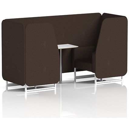 Brixworth 2 Seater Booth with Table, White Legs, White/Silver Table, Synergy Fabric, Wed Panels And Sofa