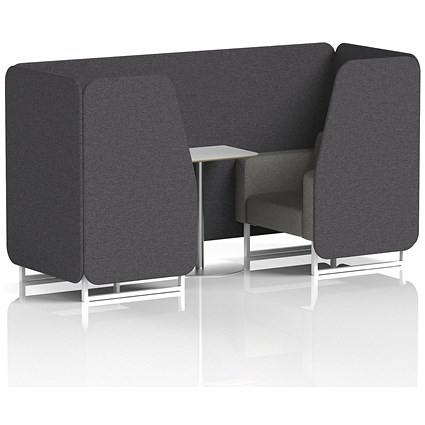 Brixworth 2 Seater Booth with Table, White Legs, White/Silver Table, X2 Fabric, Arithmetic Panels And Number Sofa