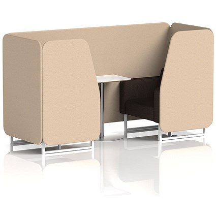 Brixworth 2 Seater Booth with Table, White Legs, White/Silver Table, Synergy Fabric, Affix Panels And Wed Sofa
