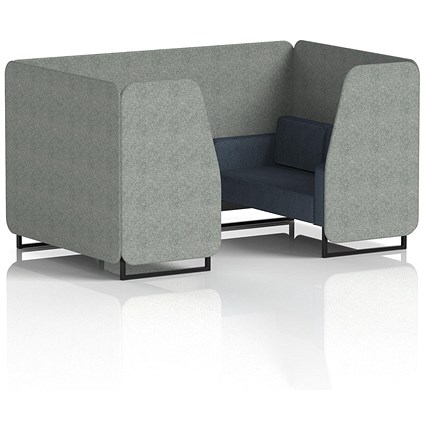 Brixworth 4 Seater Booth, Black Legs, Rivet Fabric, Prime Panels And Crucible Sofa