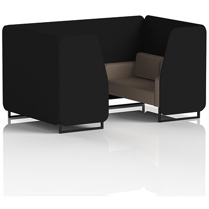 Brixworth 4 Seater Booth, Black Legs, X2 Fabric, Diameter Panels And Theory Sofa