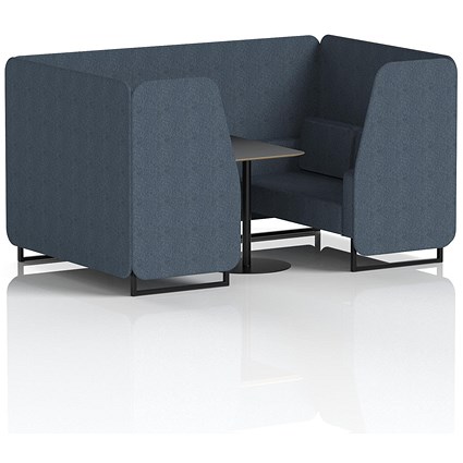 Brixworth 4 Seater Booth with Table, Black Legs, Black Table, Rivet Fabric, Crucible Panels And Sofa