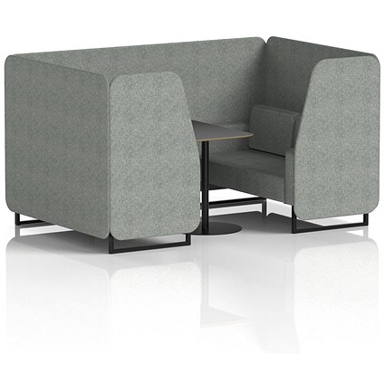 Brixworth 4 Seater Booth with Table, Black Legs, Black Table, Rivet Fabric, Prime Panels And Sofa