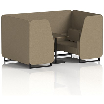 Brixworth 4 Seater Booth with Table, Black Legs, Black Table, Main Line Flax Fabric, Bank Panels And Sofa
