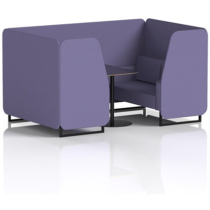Brixworth 4 Seater Booth with Table, Black Legs, Black Table, Synergy Fabric, Order Panels And Sofa