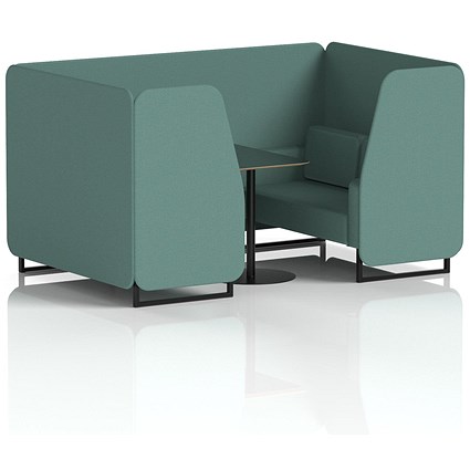 Brixworth 4 Seater Booth with Table, Black Legs, Black Table, Sumi Fabric, Handa Panels And Sofa