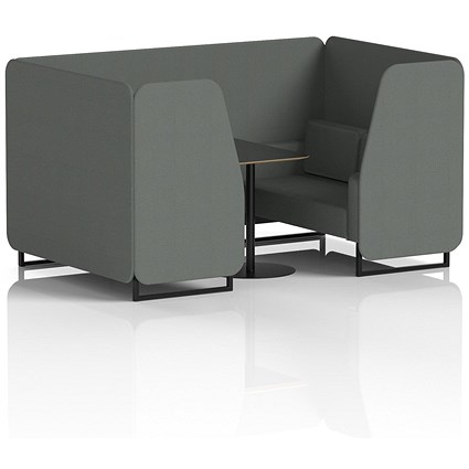 Brixworth 4 Seater Booth with Table, Black Legs, Black Table, Sumi Fabric, Kobe Panels And Sofa