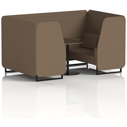 Brixworth 4 Seater Booth with Table, Black Legs, Black Table, Sumi Fabric, Osaka Panels And Sofa