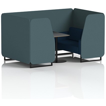 Brixworth 4 Seater Booth with Table, Black Legs, Black Table, X2 Fabric, Polygon Panels And Calculus Sofa