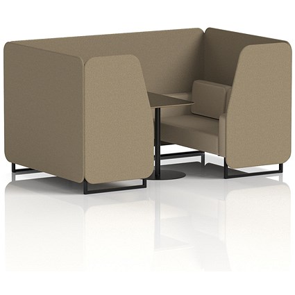 Brixworth 4 Seater Booth with Table, Black Legs, Black Table, Main Line Flax Fabric, Bank Panels And Upminster Sofa
