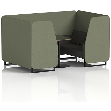 Brixworth 4 Seater Booth with Table, Black Legs, Black Table, Main Line Flax Fabric, Monument Panels And Temple Sofa