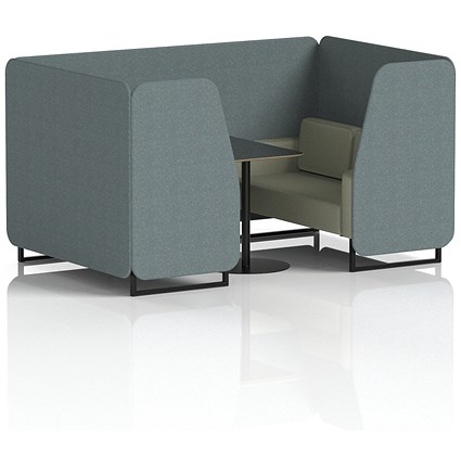 Brixworth 4 Seater Booth with Table, Black Legs, Black Table, Main Line Flax Fabric, Westminster Panels And Newbury Sofa