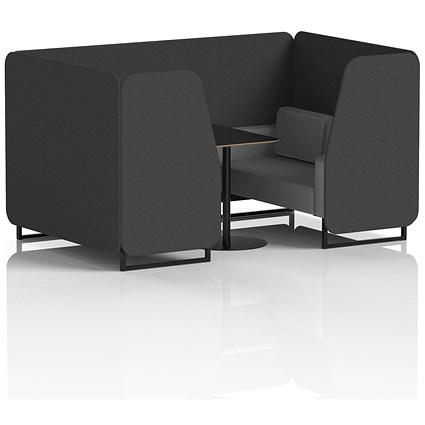 Brixworth 4 Seater Booth with Table, Black Legs, Black Table, Synergy Fabric, Mix Panels And Partner Sofa