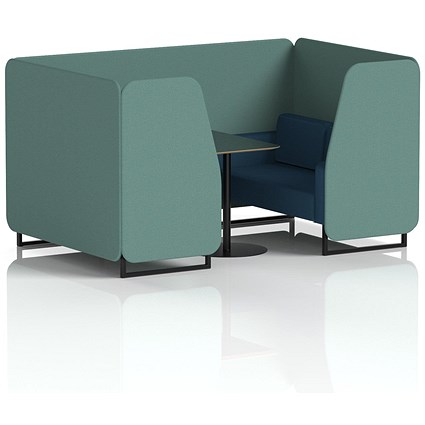 Brixworth 4 Seater Booth with Table, Black Legs, Black Table, Sumi Fabric, Handa Panels And Uto Sofa