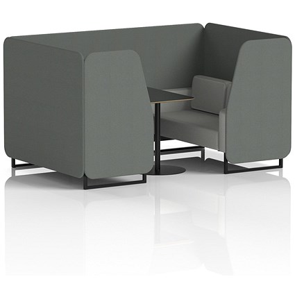 Brixworth 4 Seater Booth with Table, Black Legs, Black Table, Sumi Fabric, Kobe Panels And Tokyo Sofa